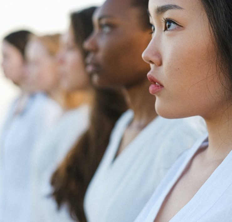women in white dress shirt