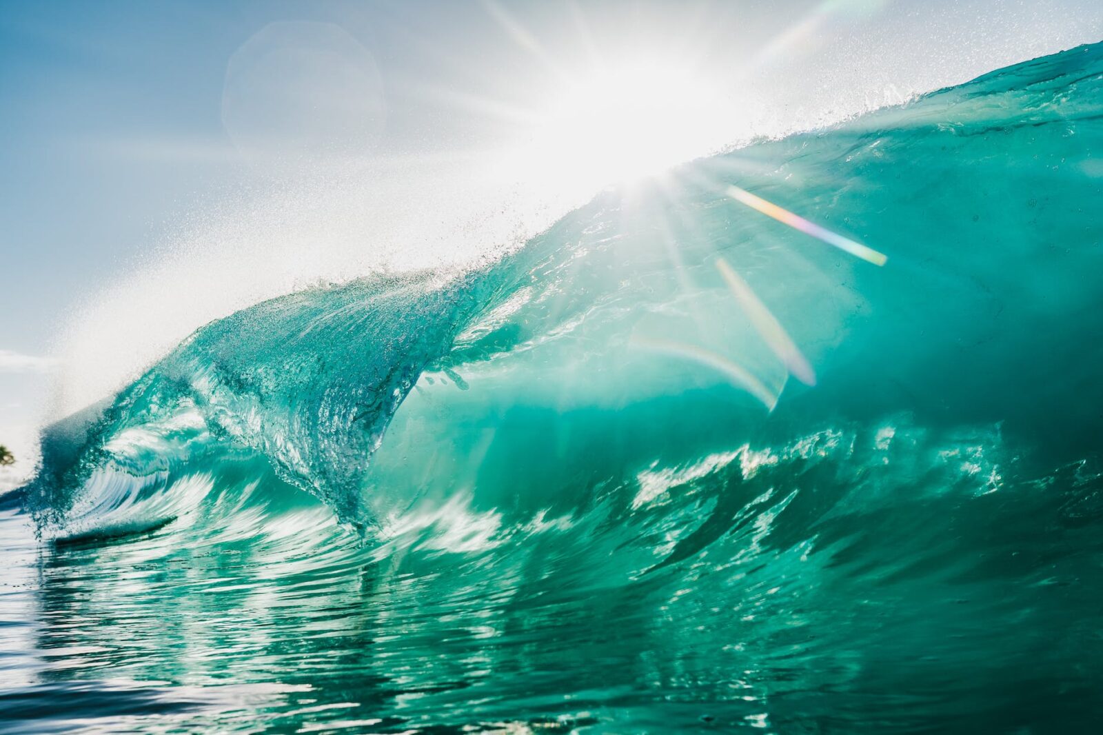 high bright wave rolling on sea