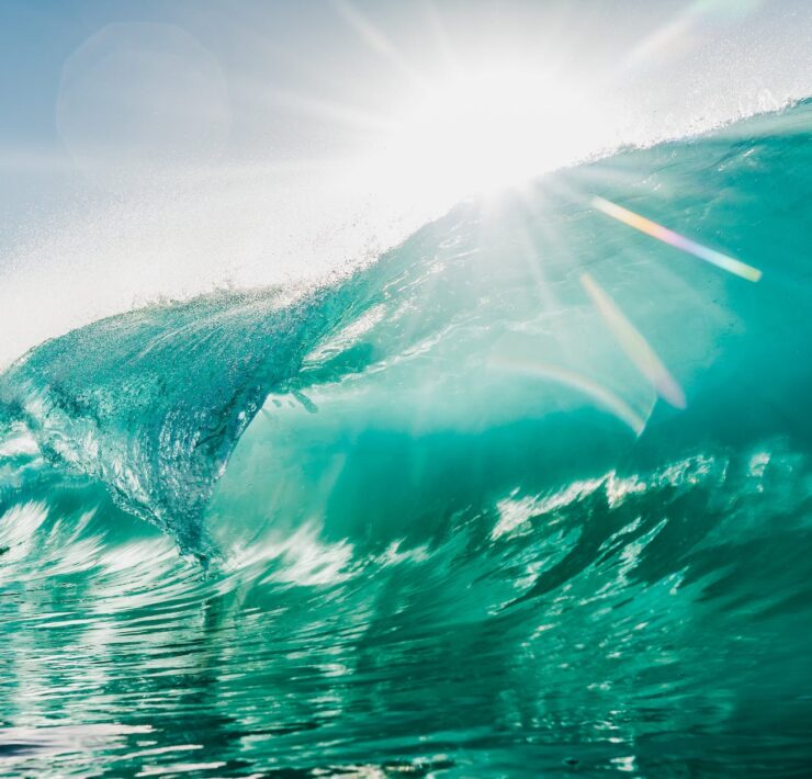 high bright wave rolling on sea